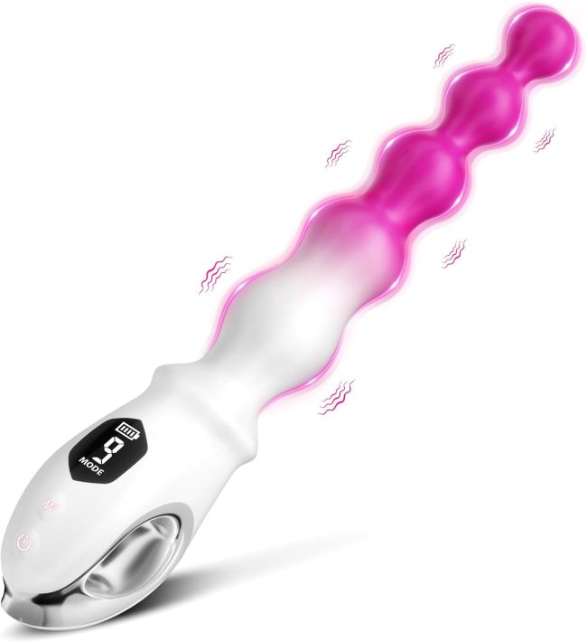 Edenlegend™ GlowBeads – Digital Display Vibrating Bead Wand, 10 Modes, Gradient Silicone + ABS, IPX6