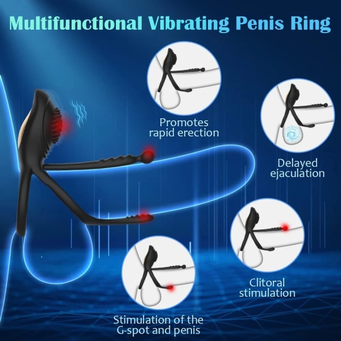 Edenlegend™ Surge Ring – 10-Mode Dual-Motor Vibrating Cock Ring, Remote Version, Silicone + ABS