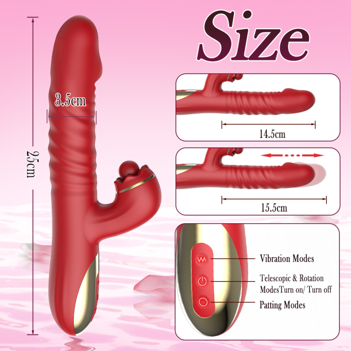 Eedenlegend™ FlexiBunny-R10 – Red Liquid Silicone Rabbit Vibrator, Thrusting + Swing Mode, IPX7, Standalone