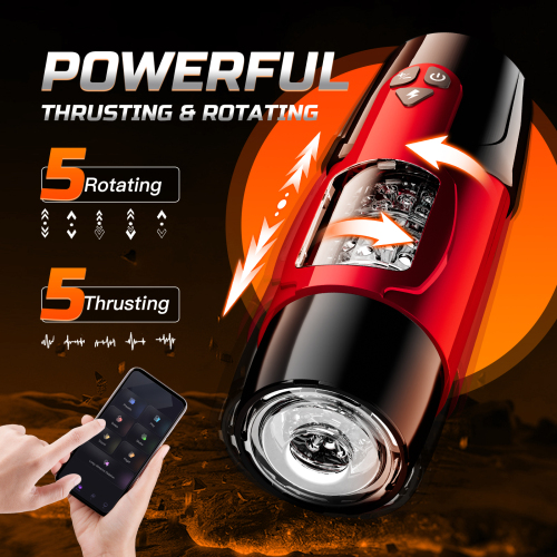 Edenlegend™ FireStorm Cup – 7+1 Mode Thrusting & Rotating Masturbator, APP-Controlled, Red / Yellow