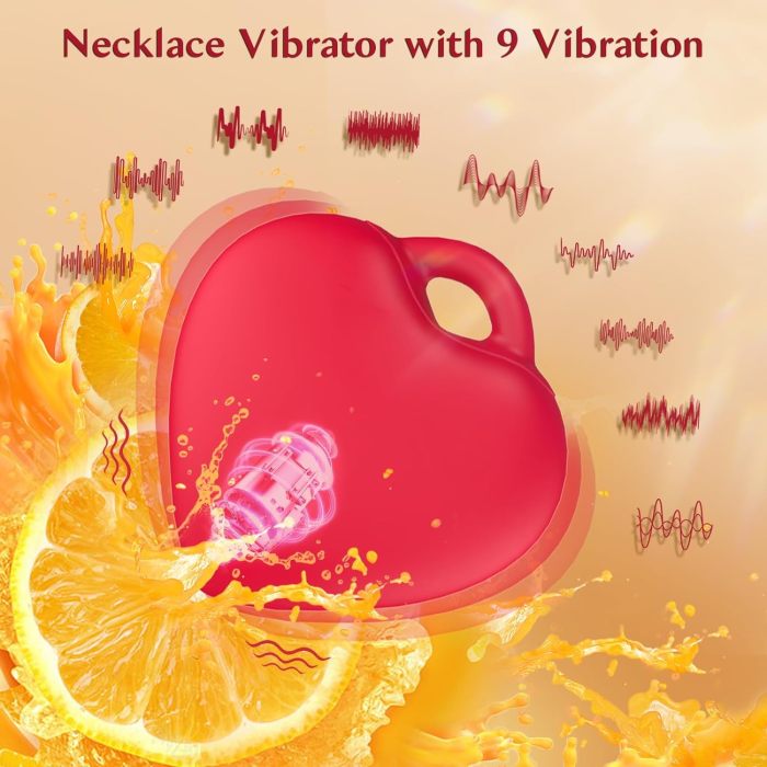 Edenlegend™ HeartCharm – 10-Mode Vibrating Heart Pendant, APP / Remote Version, Red, IPX7 Waterproof