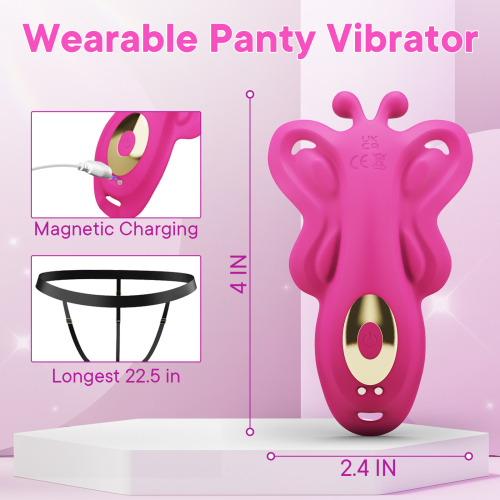  Edenlegend™ PinkFlirt – APP-Controlled Wearable Butterfly Vibrator, 10 Modes, Rose Red, IPX6 Waterproof  
