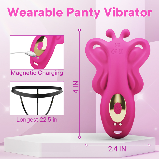  Edenlegend™ PinkFlirt – APP-Controlled Wearable Butterfly Vibrator, 10 Modes, Rose Red, IPX6 Waterproof  