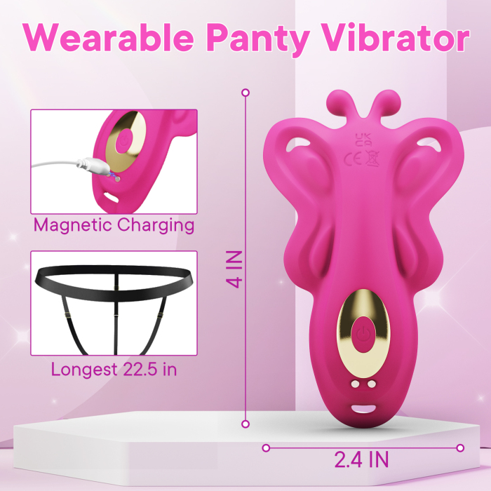  Edenlegend™ PinkFlirt – APP-Controlled Wearable Butterfly Vibrator, 10 Modes, Rose Red, IPX6 Waterproof  