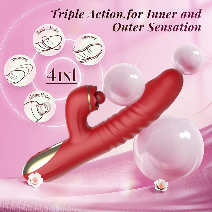 Eedenlegend™ FlexiBunny-R10 – Red Liquid Silicone Rabbit Vibrator, Thrusting + Swing Mode, IPX7, Standalone