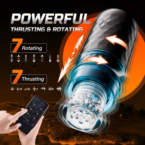 Edenlegend™ StormRide – APP-Controlled Thrusting & Rotating Masturbator, 7+1 Modes, Black & Blue, with Suction Base