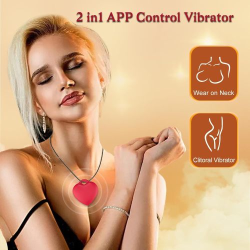Edenlegend™ HeartCharm – 10-Mode Vibrating Heart Pendant, APP / Remote Version, Red, IPX7 Waterproof