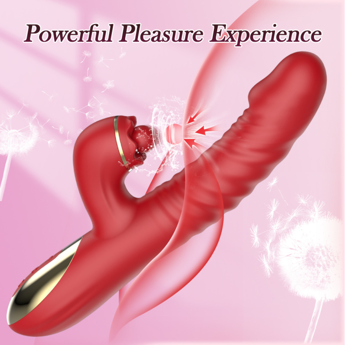 Eedenlegend™ FlexiBunny-R10 – Red Liquid Silicone Rabbit Vibrator, Thrusting + Swing Mode, IPX7, Standalone