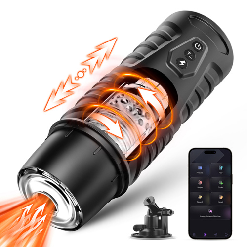Edenlegend™ StormCup – APP-Controlled Rotating & Thrusting Masturbator, 7+1 Modes, Black, Suction Mount