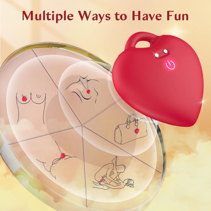 Edenlegend™ HeartCharm – 10-Mode Vibrating Heart Pendant, APP / Remote Version, Red, IPX7 Waterproof