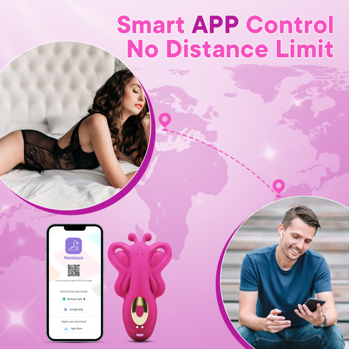  Edenlegend™ PinkFlirt – APP-Controlled Wearable Butterfly Vibrator, 10 Modes, Rose Red, IPX6 Waterproof  