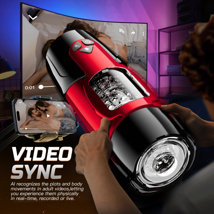 Edenlegend™ FireStorm Cup – 7+1 Mode Thrusting & Rotating Masturbator, APP-Controlled, Red / Yellow