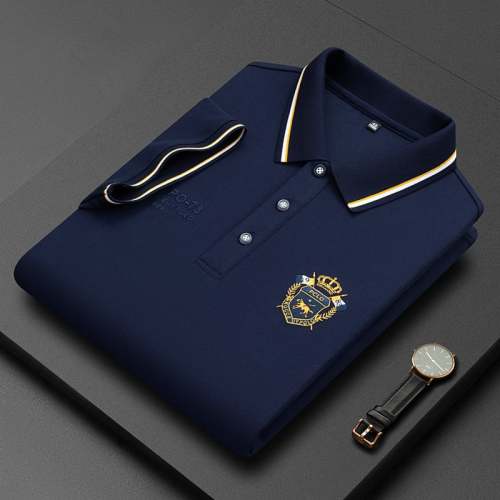 Men's Solid Color Business Lapel Embroidered Polo Shirt
