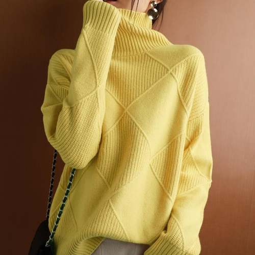 Loose Turtleneck Sweater Cardigan