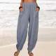 Women's Solid Color Loose Cotton And Linen Casual Pants