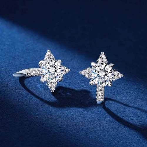 💕S925 Sterling Silver Classic Round Cut Moissanite Earrings
