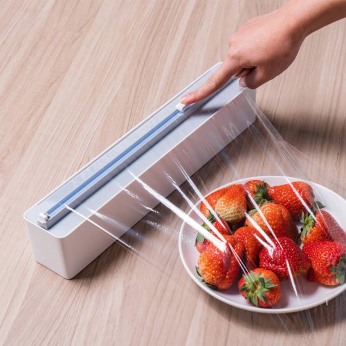 Wall-Mounted Adjustable Plastic Wrap Dispenser(Cling film not included)