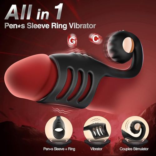 Hellofuntoys™ 10-Mode Vibrating Penis Ring for Couples – Remote Cock Sleeve with Clit & G-Spot Stimulator
