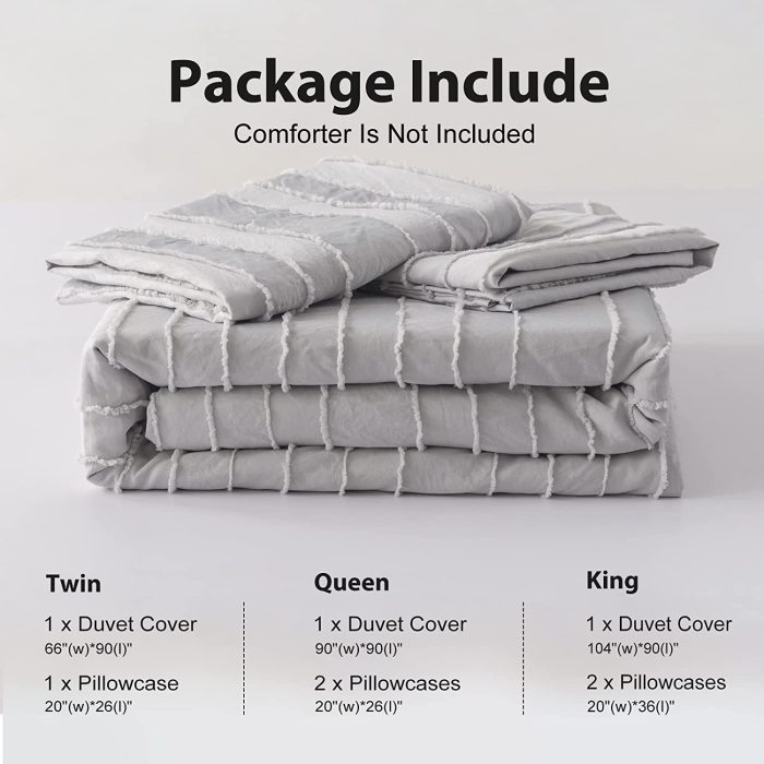 WARMDERN Khaki Boho Duvet Cover Twin Size, Striped Textured Duvet Cover Tufted Bedding Set, 2 Piece Washed Microfiber Duvet Cover with Zipper Closure & Corner Ties(Twin, Khaki)