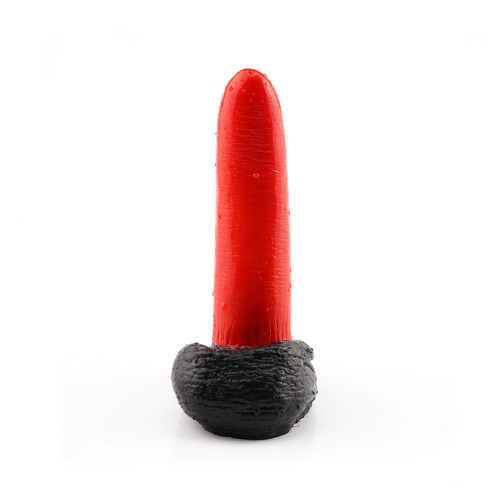 7.5 inch red and black liquid silicone dildo
