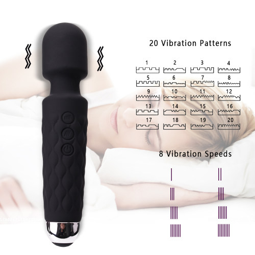 8 inches flexible neck magic wand, 20 vibration patterns & 8 speeds,