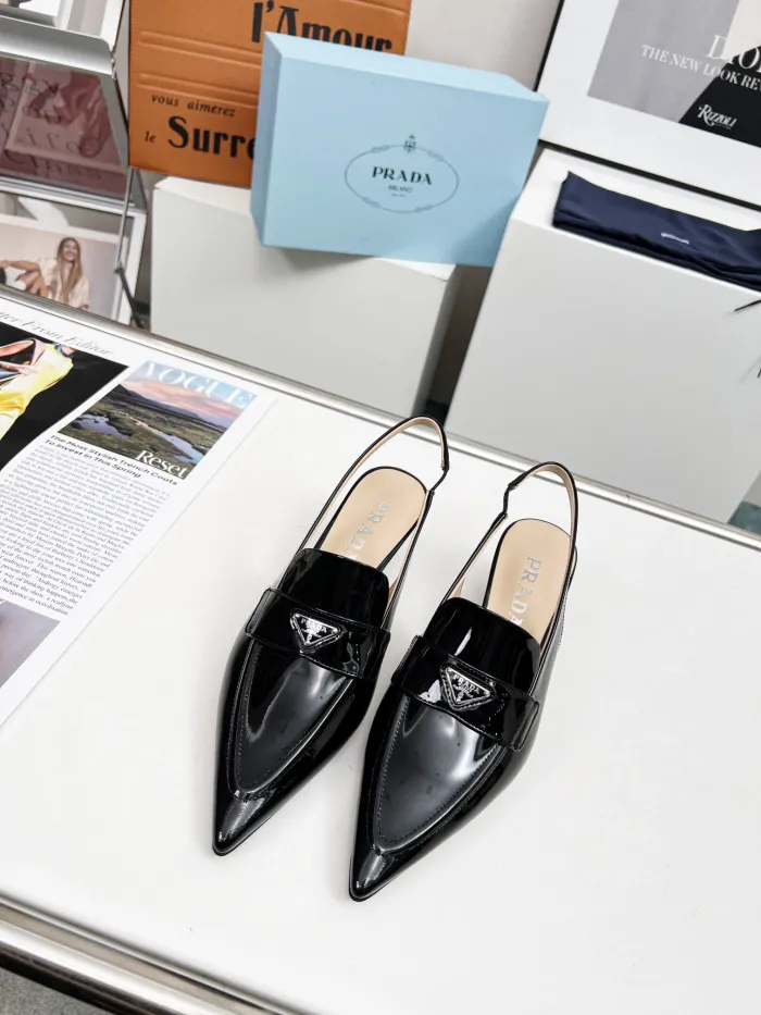 Prada Brushed Leather Slingback Pumps Size 35-41 3-Color