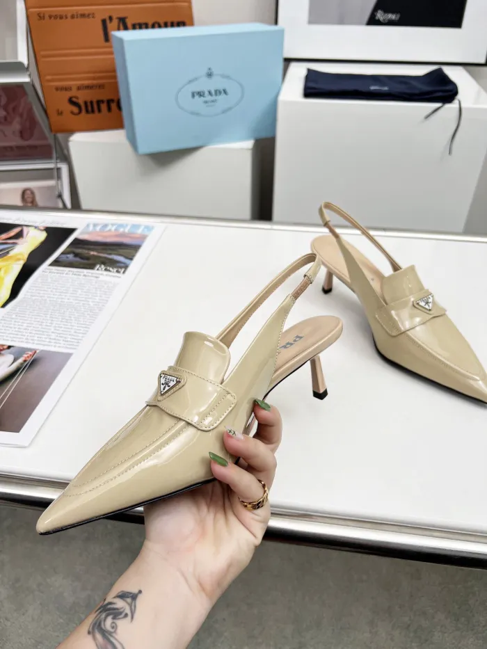 Prada Brushed Leather Slingback Pumps Size 35-41 3-Color