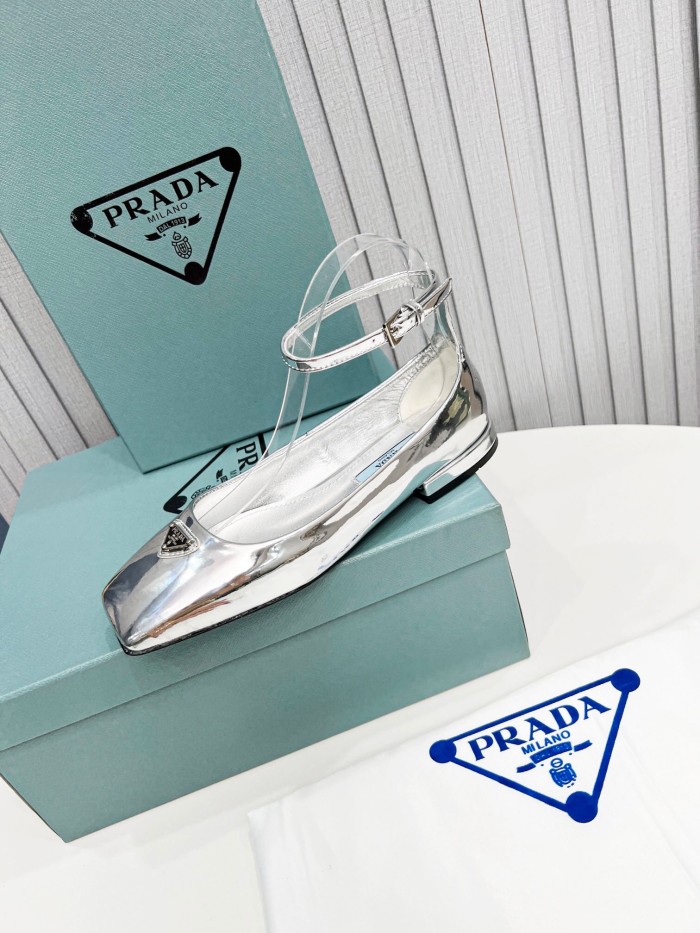 Prada Metallic Leather Ballerinas Pumps Size 35-41 3-Color