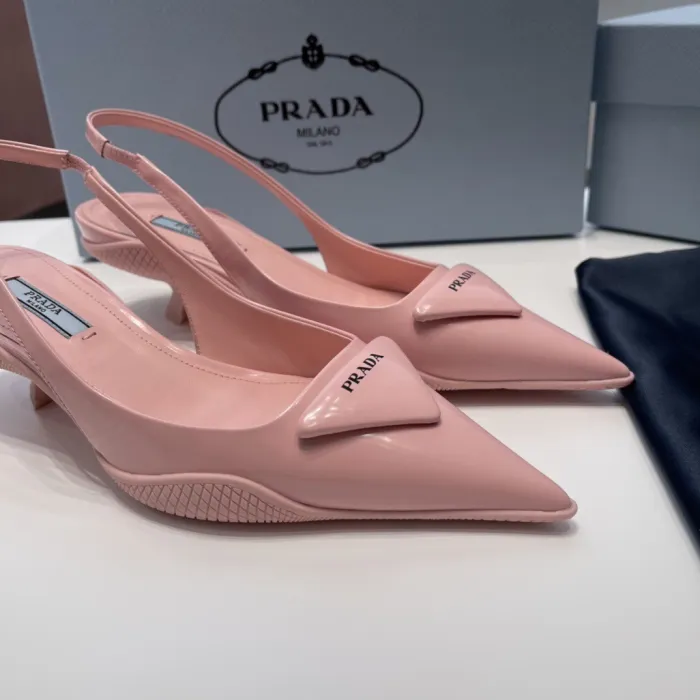 Prada Soft Padded Leather Slingback Pumps Size 35-41 4-Color