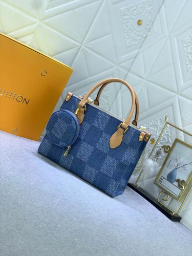 Louis Vuitton Monogram Reverse Giant Toron Denim Cowboy  Women Shopping Bags 25*19*11.5cm