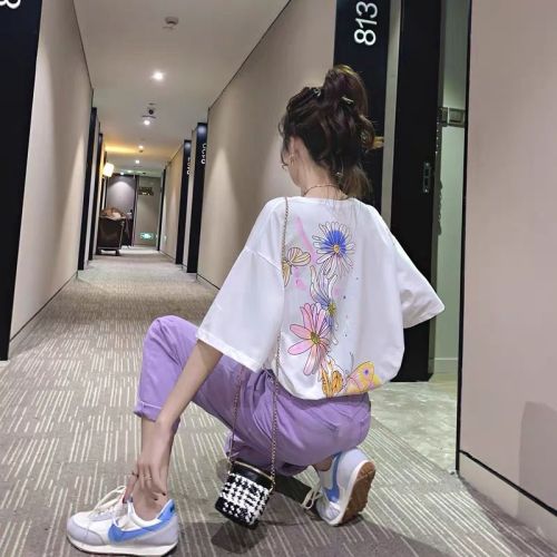 彩色菊花長T，兩件1062
