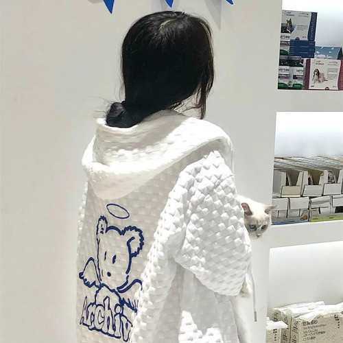 浮雕風天使小熊連帽外套，兩件1258
