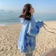 扎染風藍天白雲假兩件連帽衫，兩件1382