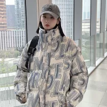 塗鴉字母燈芯絨厚棉服外套