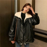 加厚刷毛保暖皮衣外套