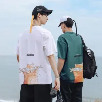 純棉 抓魚貓短T，兩件1098