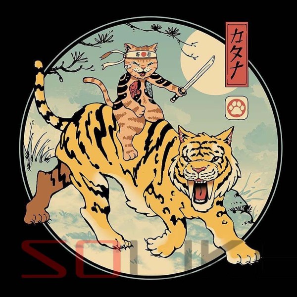 純棉 日式浮世繪風貓打虎短T 三件1099