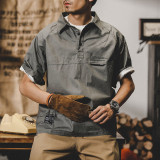 休閒風素色工裝polo衫短T
