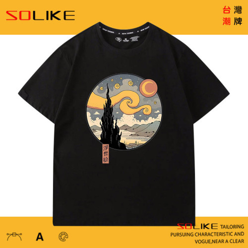 純棉 浮世繪風名畫星夜短T 三件1099