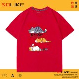 純棉 睡覺懶貓短T 三件1099