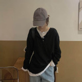 假兩件寬鬆大碼長袖衫