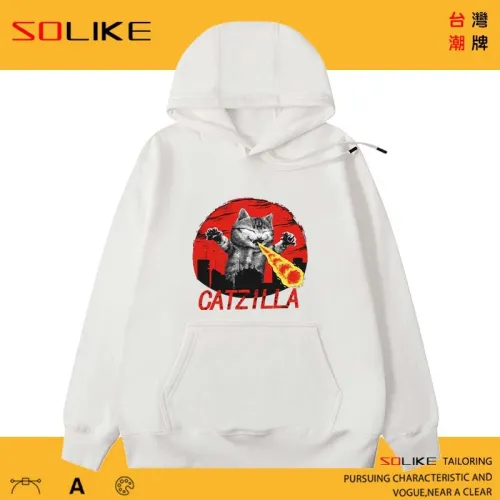 純棉 貓吉拉連帽衫，兩件1199