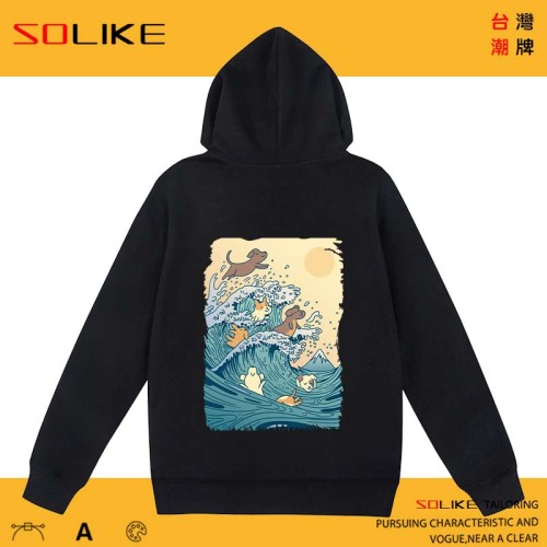 純棉 神奈川衝浪狗狗連帽衫，兩件1199