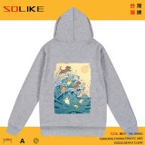 純棉 神奈川衝浪狗狗連帽衫，兩件1199