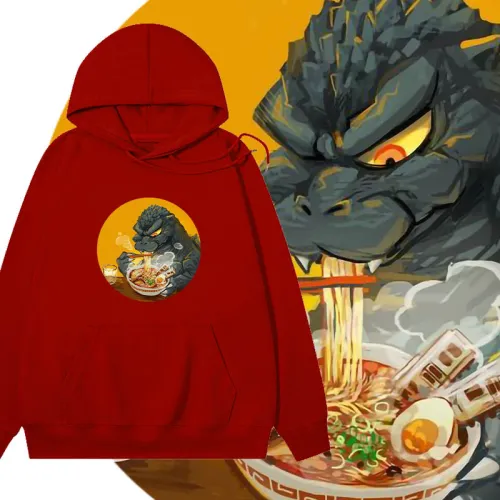 純棉 哥吉拉吃拉麵連帽衫 ，兩件1199