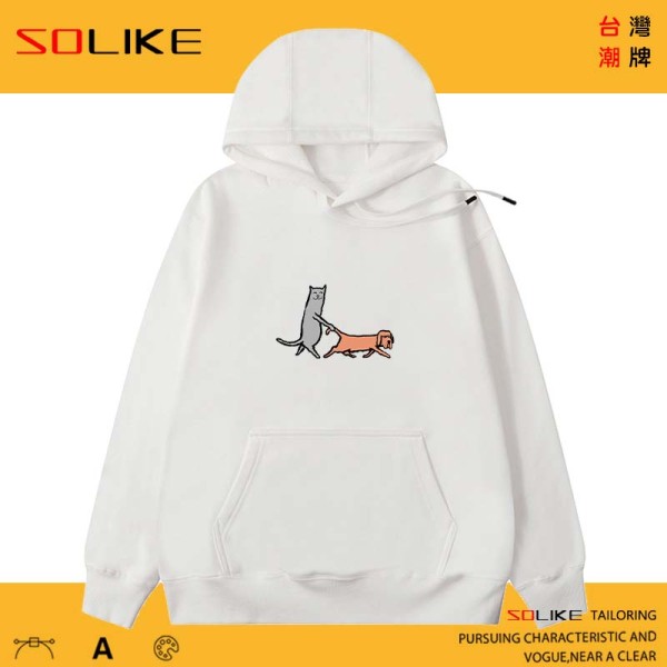 純棉 貓遛狗連帽衫，兩件1199