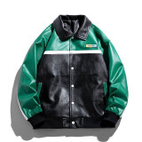 撞色機車皮衣外套 棒球服賽車服