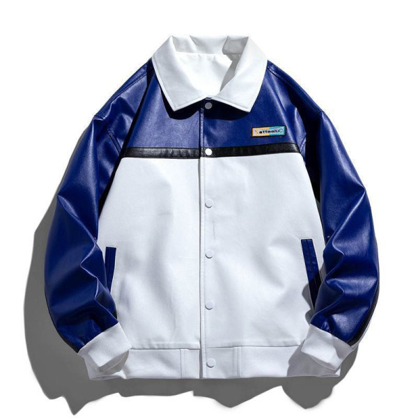 撞色機車皮衣外套 棒球服賽車服