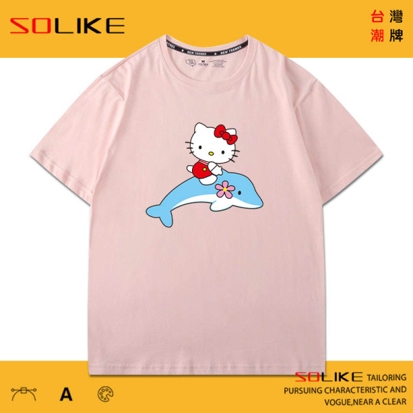 純棉 騎鯊魚凱蒂貓短T 三件1099