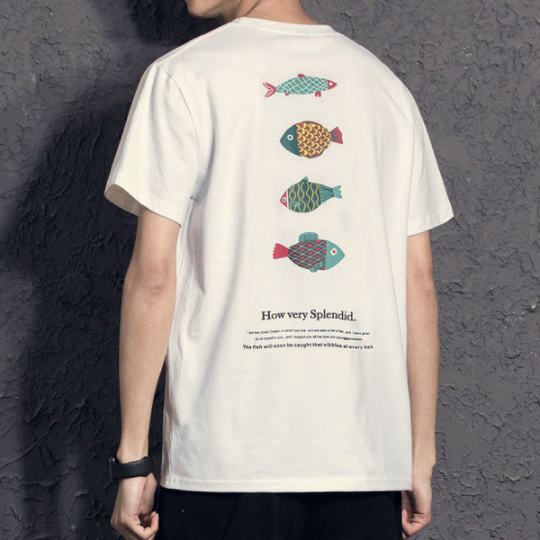 純棉 日系休閒鯉魚旗短T